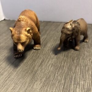 Schleich Germany Wildlife Animal Grizzly Bear 5" And Elephant 2003‎ Retired